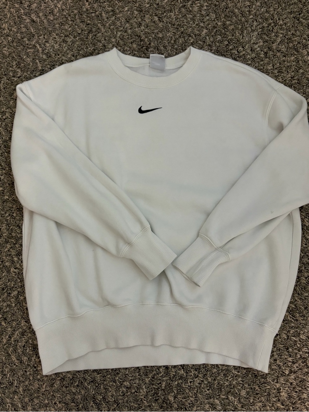 Nike White Crewneck Sweatshirt with Black Swoosh